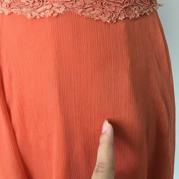 Reiss Women's Orange Square Neck Open Flare Lace Dress Size 0 Cocktail - Picture 9 of 16